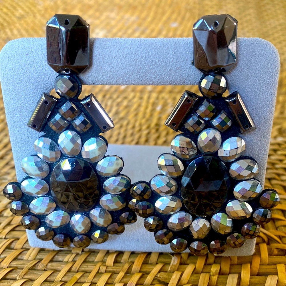 Black and Silver posted earrings